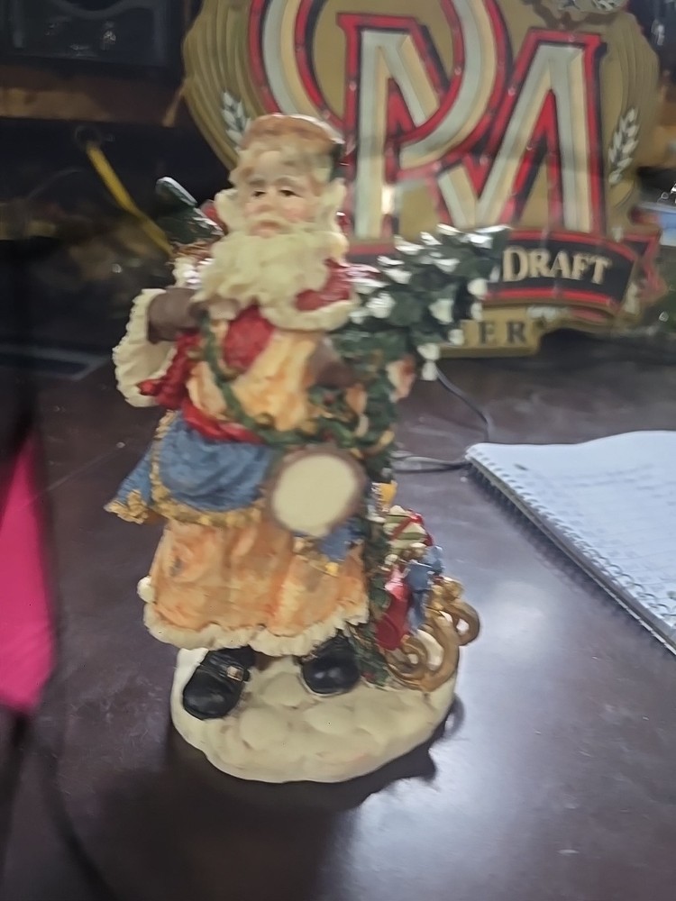 Santa Figurine With Small Sleigh And Toys