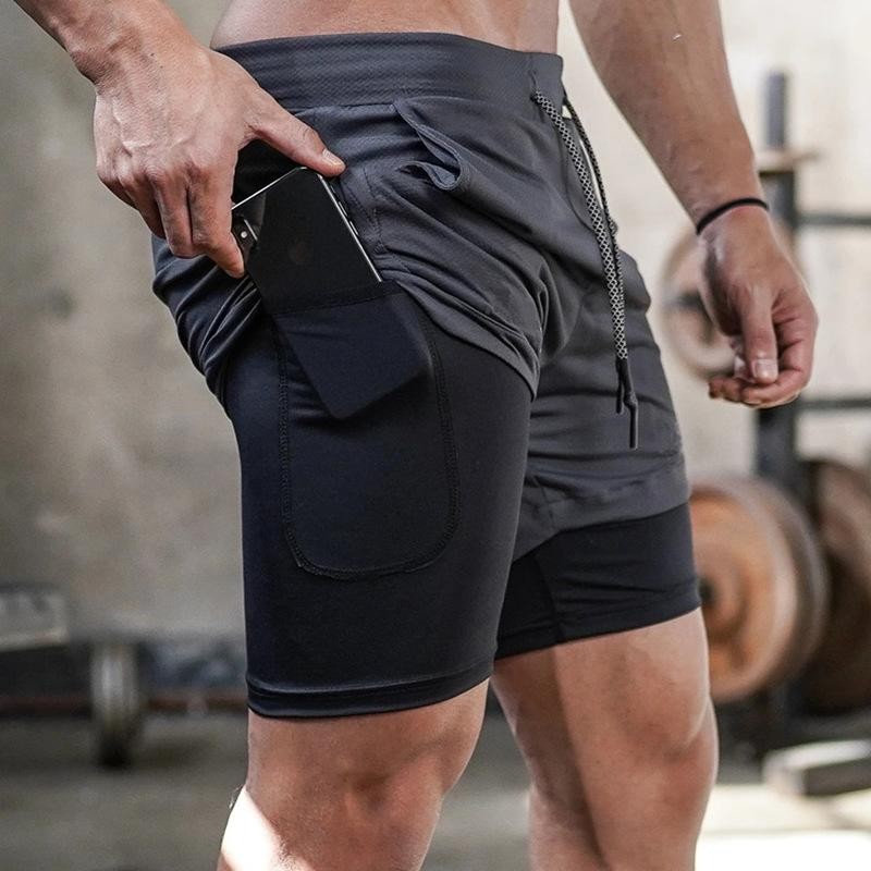 Running Shorts Men Gym Sports Shorts 2 in 1 Quick Dry Workout Training Fitness