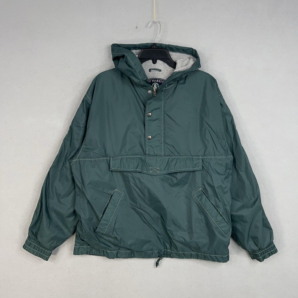 Vintage Gap Jacket Mens Medium Green Hooded Anorak Coat Varsity Classic Pullover