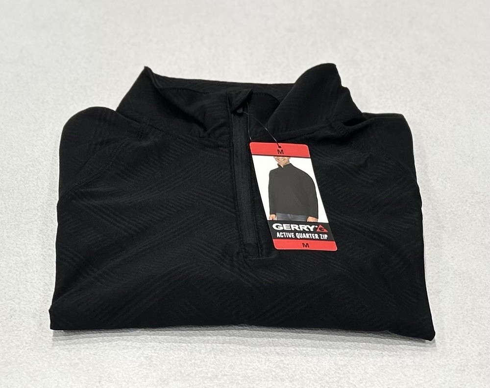Gerry Men's Active Quarter Zip Regular Fit Top, Black, Size M