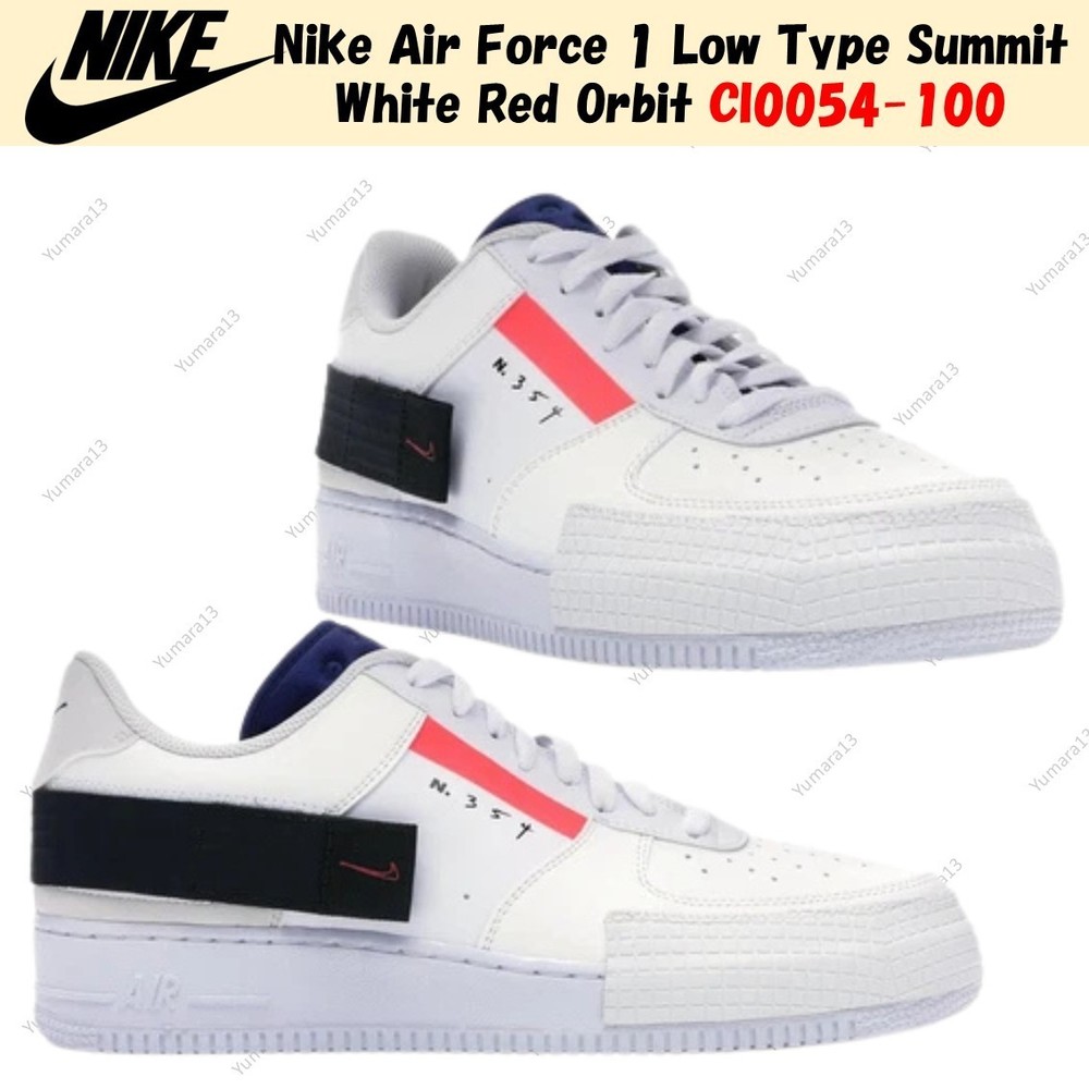 Nike Air Force 1 Low Type Summit White Red Orbit CI0054-100 Men's Size