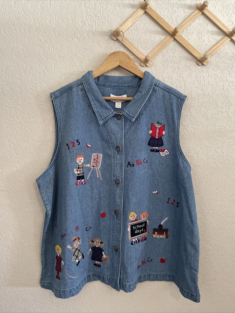 Back To School cj banks denim vest school days vintage style 24w-image