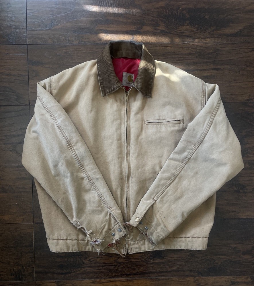 Vintage, Carhartt Detroit Jacket, Tan, Quilted, Mens Size 44