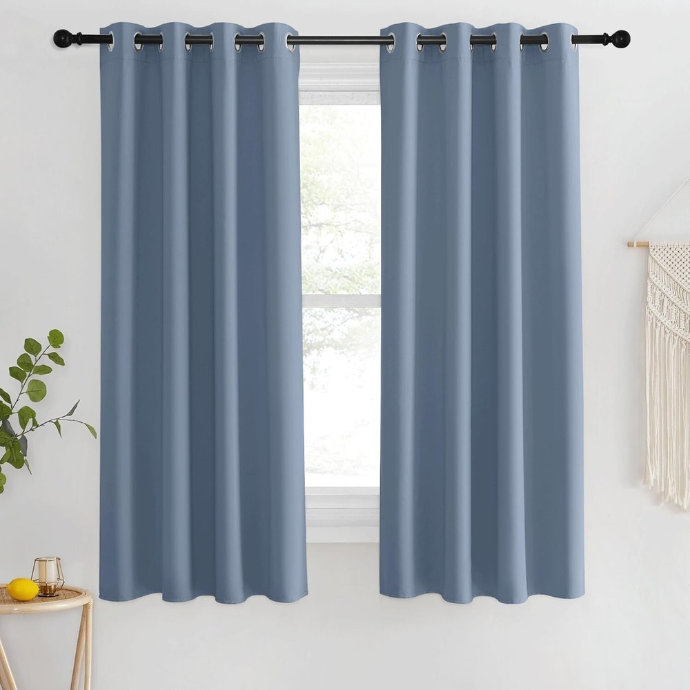 NICETOWN Stone Blue Blackout Curtains 42x63 Inches for Living Room 2 Panels