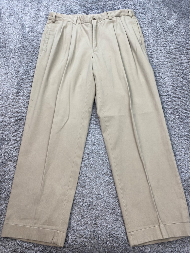 Bills Khakis Pants Mens 36x29 Pleated Cuffed Classic Chino Trousers Made In USA