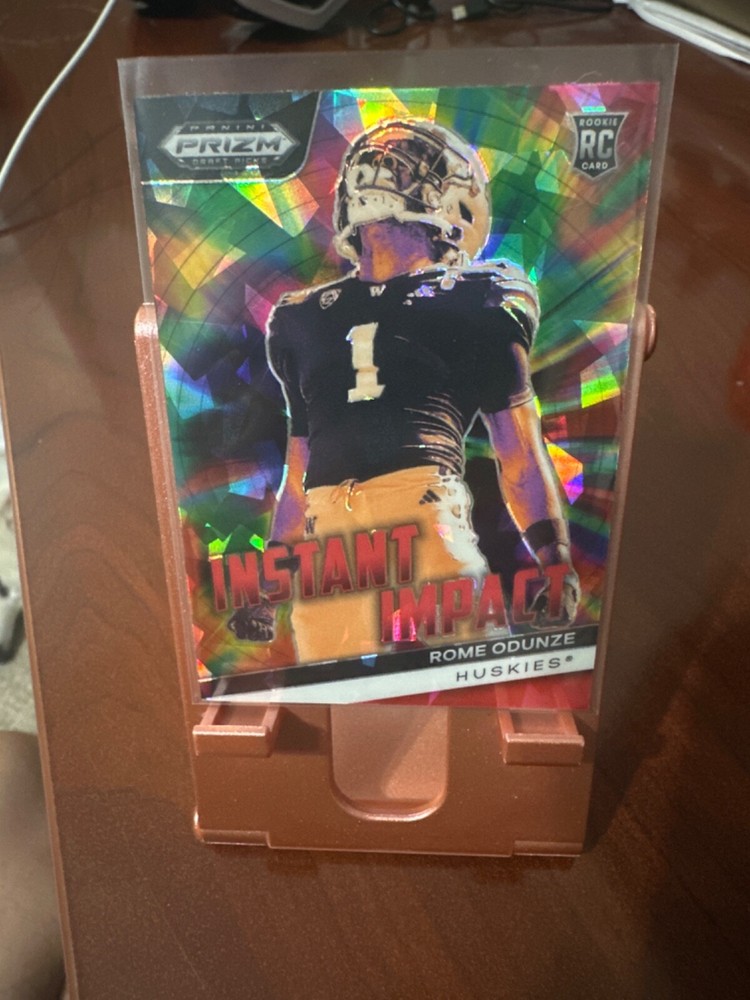 2024 Prizm Draft Picks Rome Odunze II-RO Instant Impact Red Ice Card