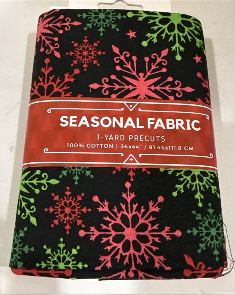 Seasonal Fabric Snowflakes Precut 1-Yard 100% Cotton by David Textiles-image