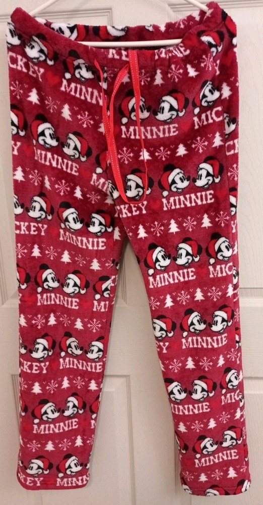 Disney Christmas Mickey and Minnie Fleece XL PJ Pants with 28-Inch Inseam