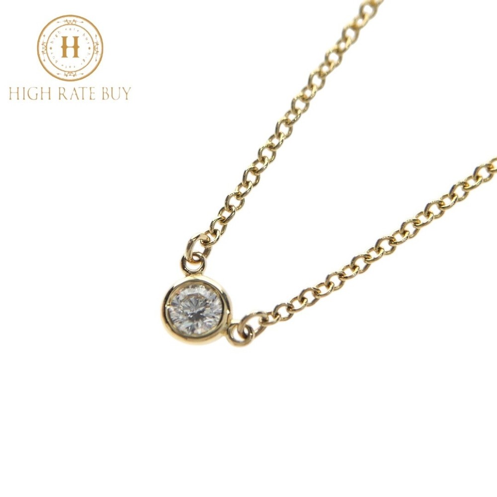 TIFFANY Co K18YG 750 Yellow Gold 1P Diamond By The Yard Necklace Pendant