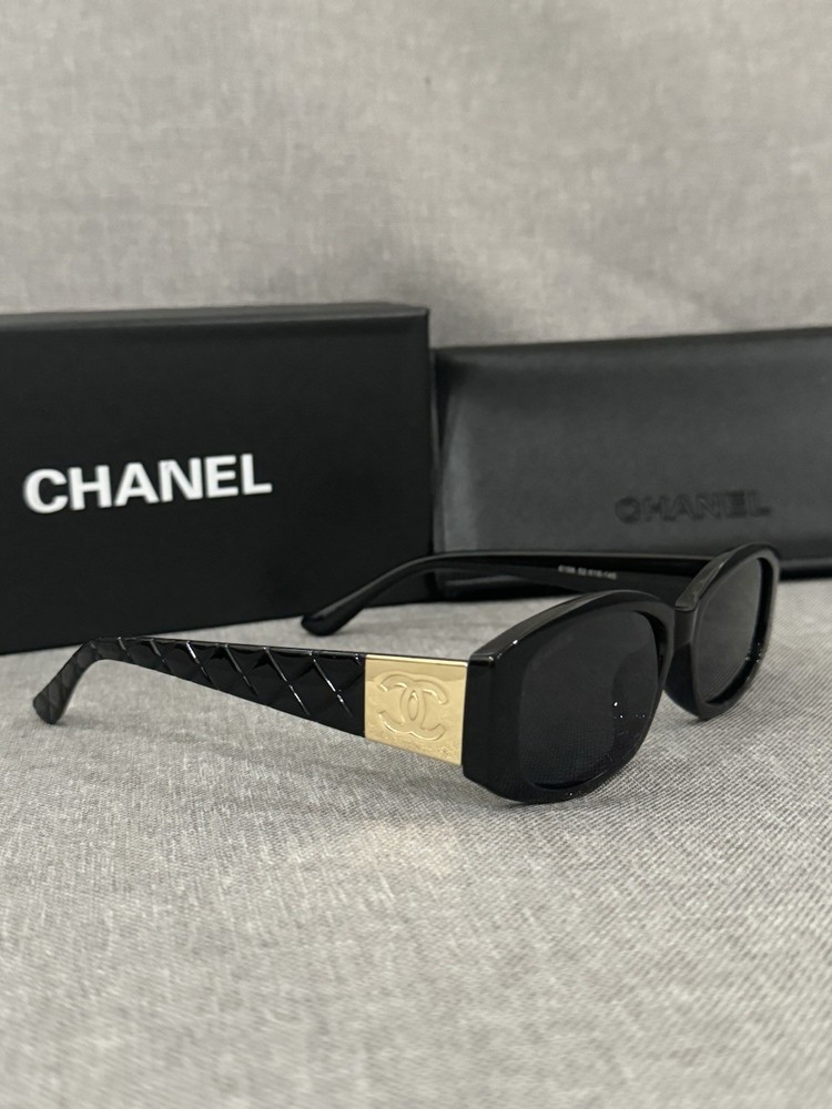 Chanel Black Vintage Sunglasses with Original Box and Case