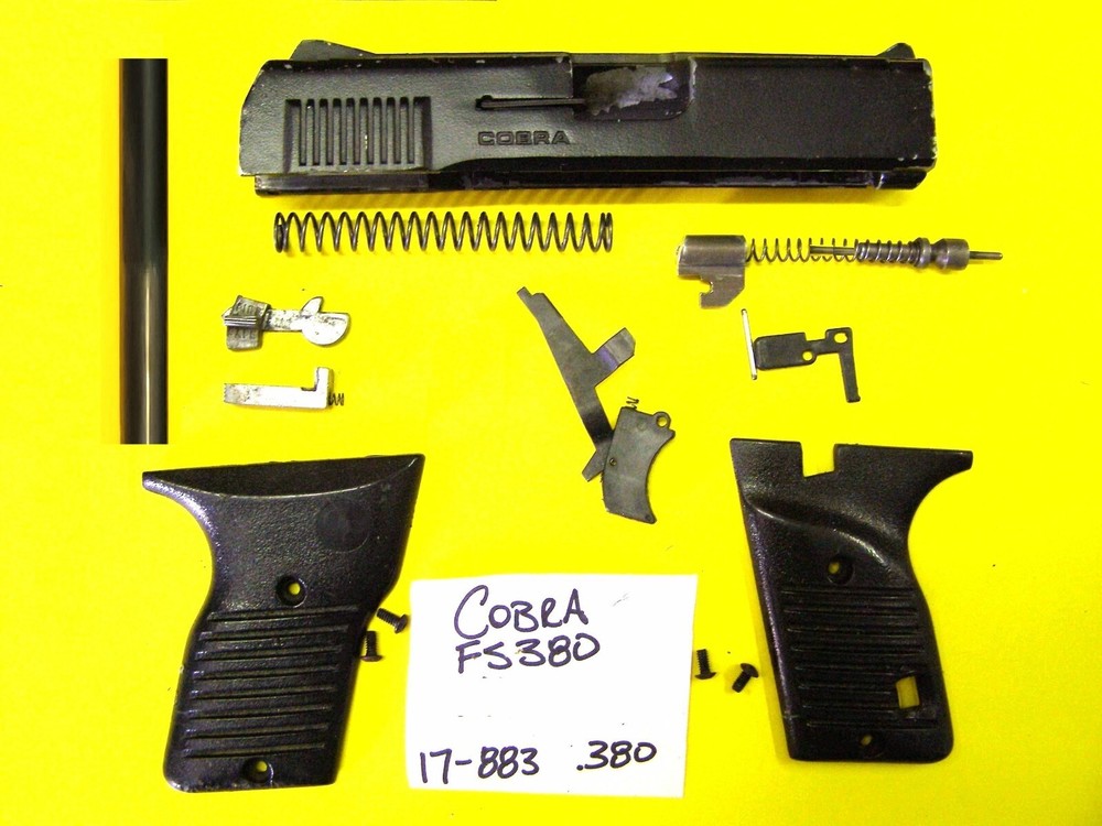 COBRA FS380 BLACK SLIDE & BARREL BLACK GRIP RECOIL SPR TRIGGER FIRING PIN 17-883