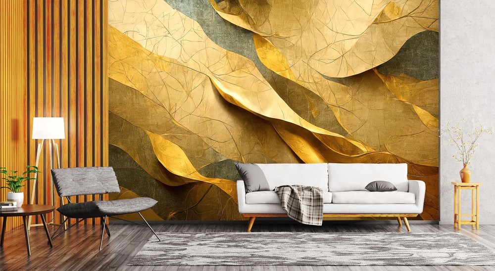 3D Yellow Leaves ZHUA3357 Wallpaper Wall Murals Removable Self-adhesive Ann
