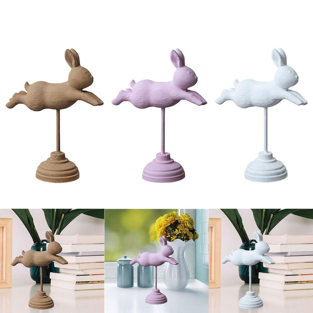 Estatuilla de conejo de Pascua de madera estatua para decoración de mesa de entrada de café