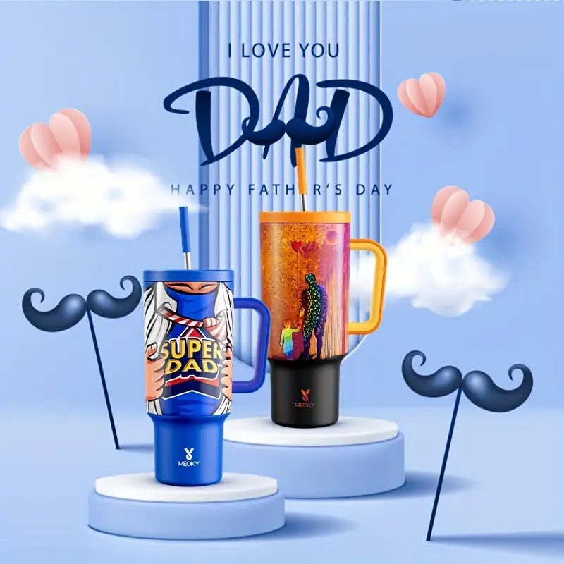 40oz Steel Insulated Water Bottle With Handle, Gift Drinking Cups