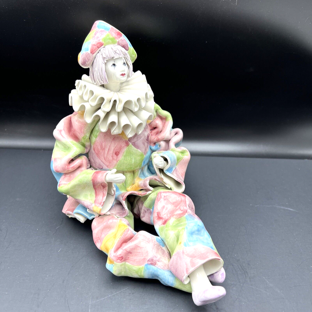 Vintage Italian Porcelain Pierrot Clown Figurines for Gumps San Francisco