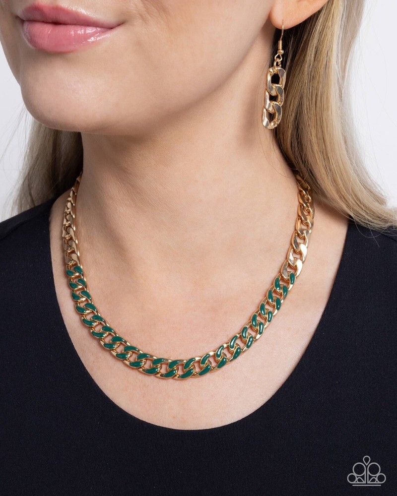 New Paparazzi Jewelry-Painted Problem Necklace-Green