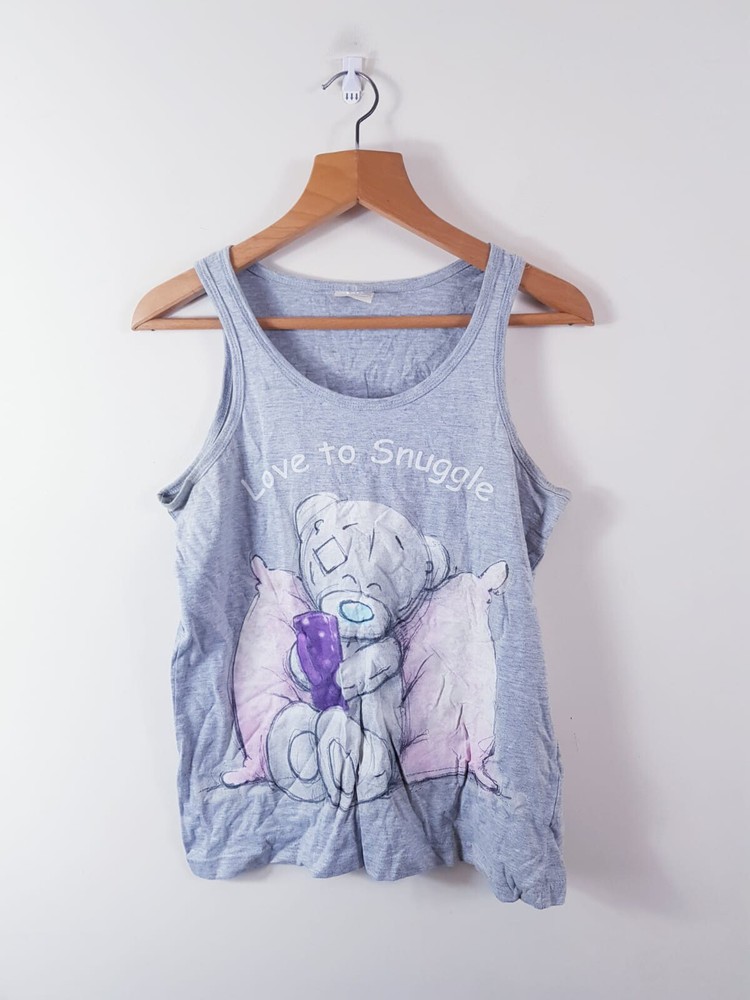 Me To You Grey Sleeveless Vest Top T-shirt Size M Medium Women's