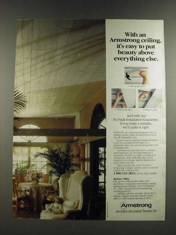 1986 Armstrong Ceiling Tile Ad – Easy Installation for Stylish Overhead Beauty