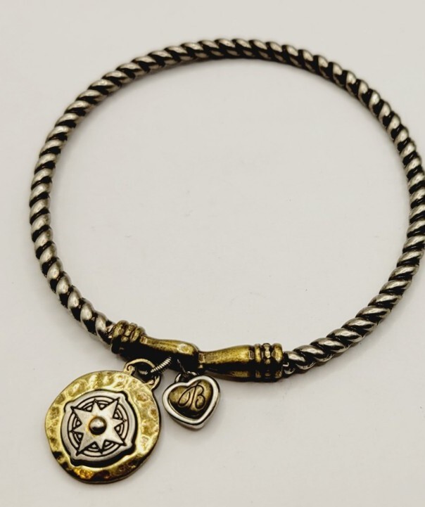 Brighten silver tone JRR Tolkien charm bangle bracelet Not all who wander