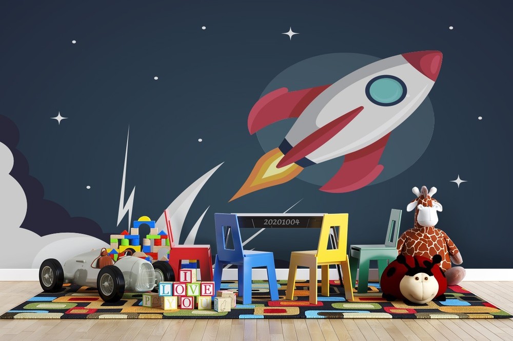 3D Space Rocket Illustration Wall Murals Wallpaper Murals Wall Sticker 4