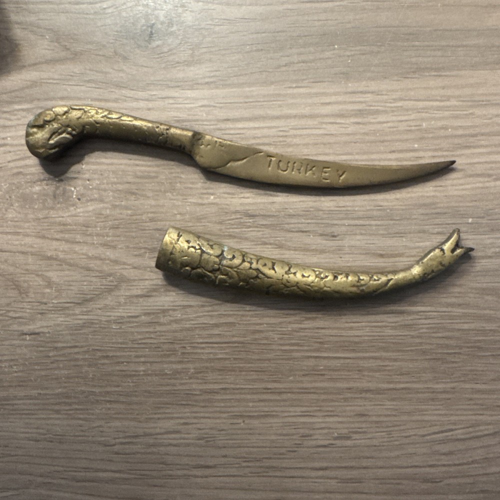 Vintage Turkish Marked Blade Snake/Serpent Letter Opener With Sheath