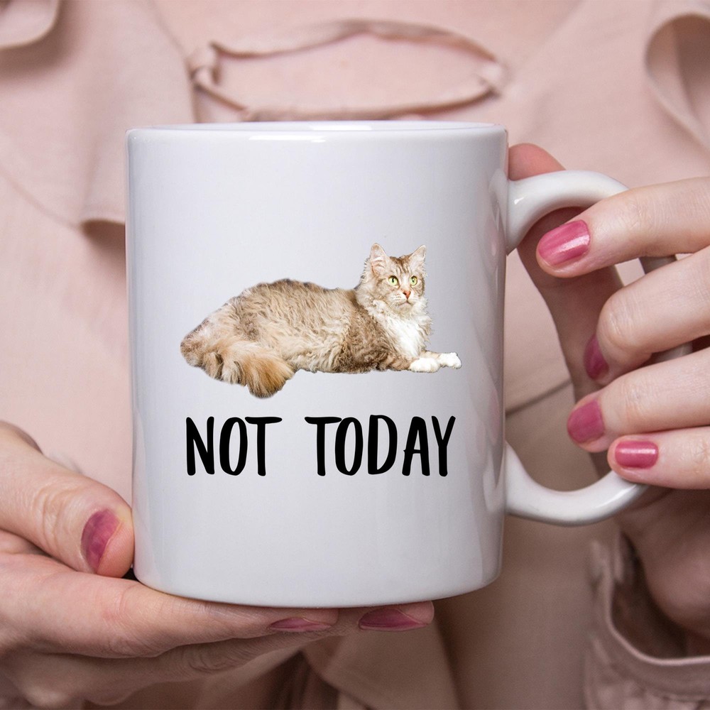 Funny Laperm Cat Cream Brown Not Today Cat Mug Lazy Gift For Cats Lovers Coffee