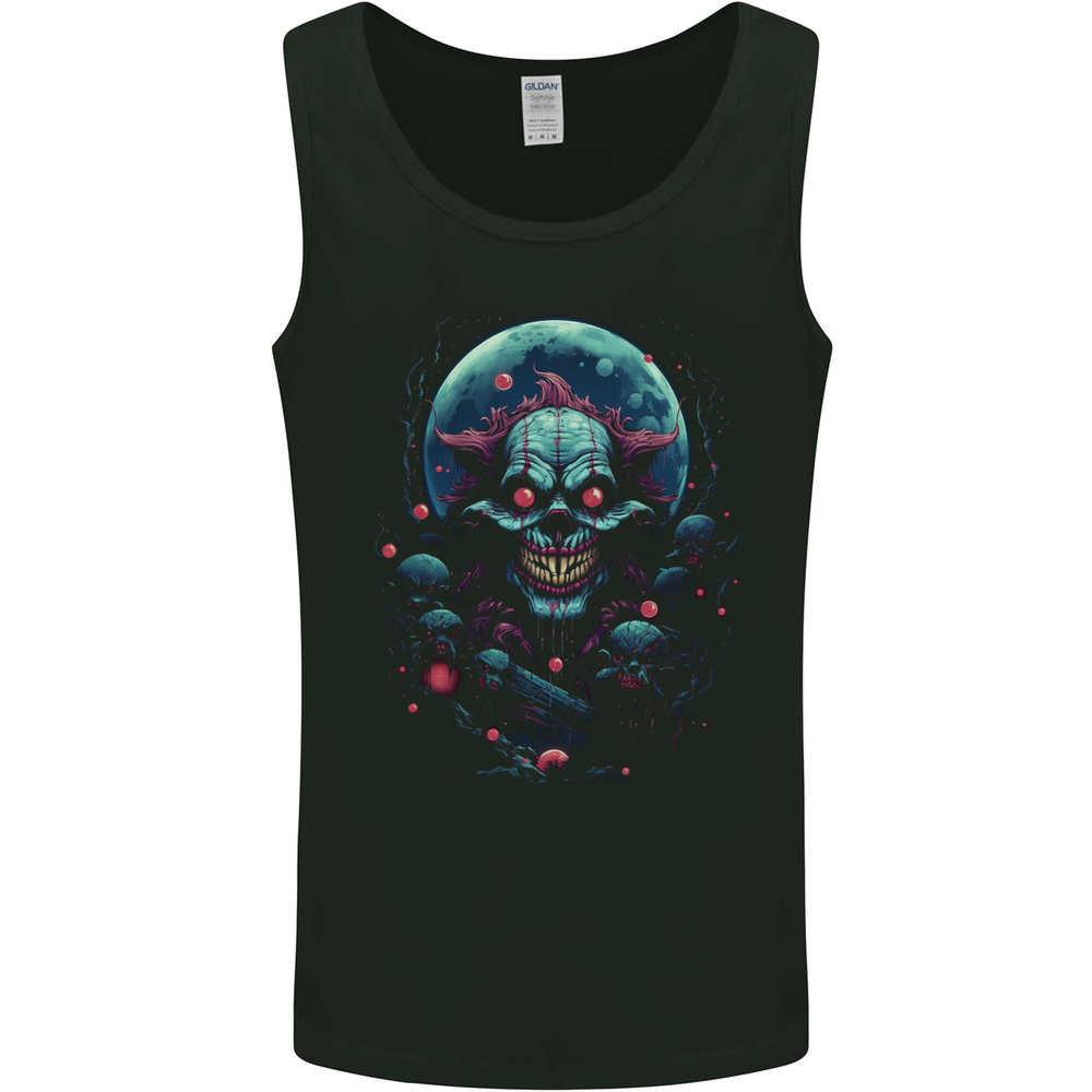 A Scary Clown in Front of a Full Moon Halloween Mens Vest Tank Top