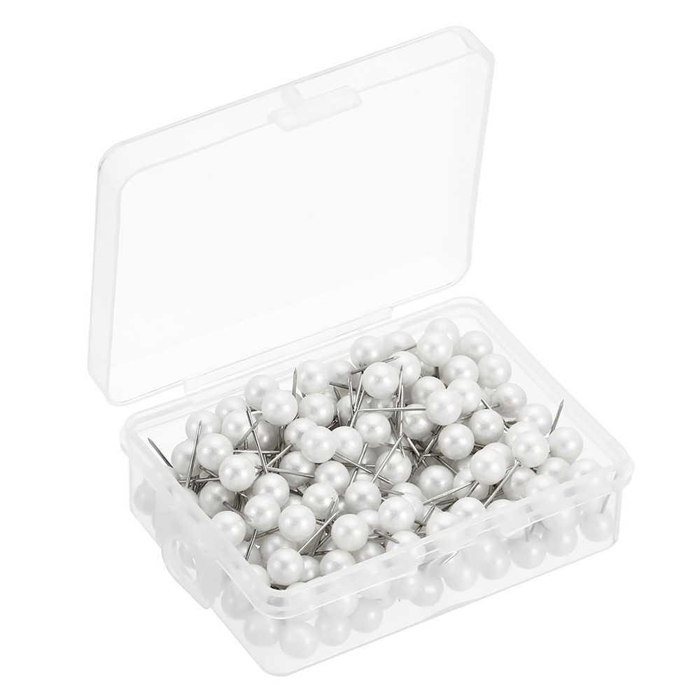 200 Pack White Pearl Round Head Push Pins for Marking and Decor