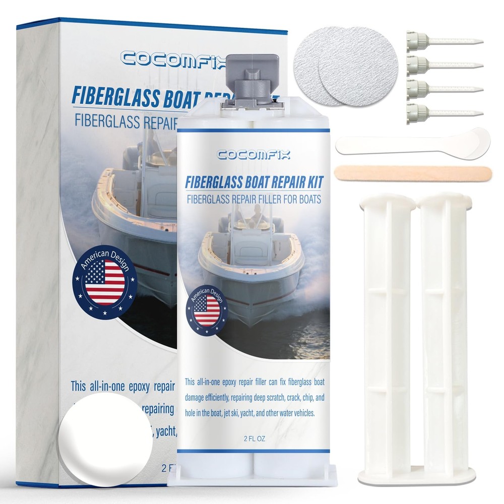 Marine Fiberglass Gel Coat Repair Kit for Boats in White – Fix Cracks & Damage