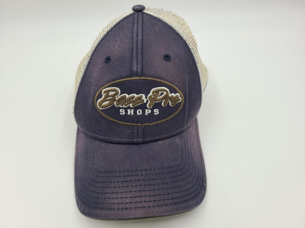 Bass Pro Shops The Game Distressed OSFM Mesh Trucker Hat Cap Dad Men Women Blue
