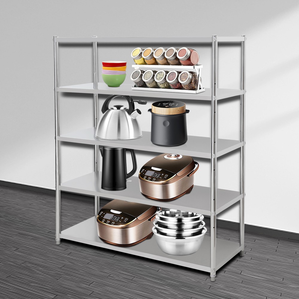 5-Layers Garage Stainless Shelving Unit Commercial Heavy Duty Storage Shelf Rack