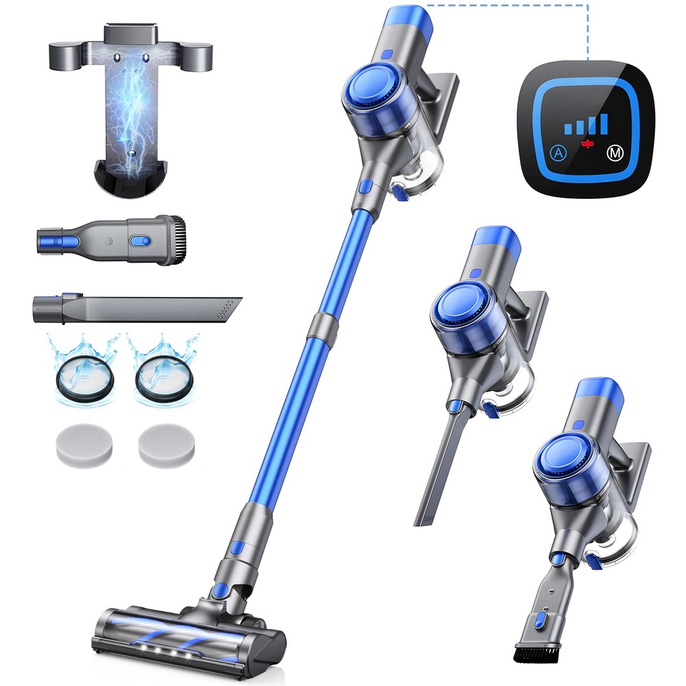 Cordless Vacuum Cleaner, 450W 38Kpa Vacuum Cleaners for Home, Stick Vacuum wi...