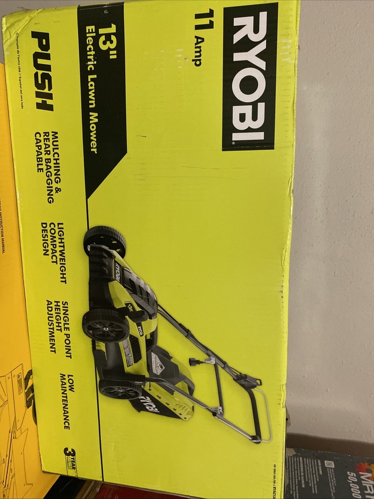 RYOBI 13 in. Walk Behind Push Mower Corded Electric 11-Amp Portable Lightweight