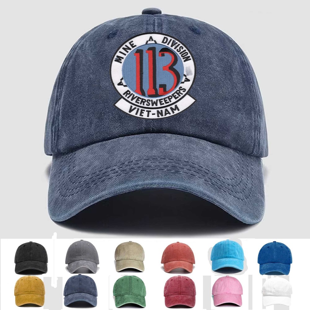 Custom Embroidered Hat 113 River Sweepers Mine Division, Veteran Cap, Gift Idea