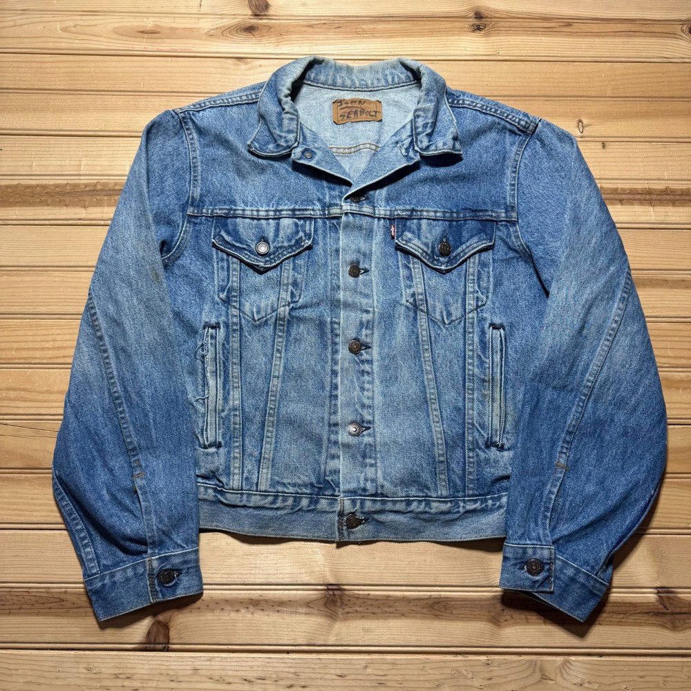 Vintage 80s Levis Type lll Dark Wash Faded Blue Denim Jean Trucker Jacket Medium