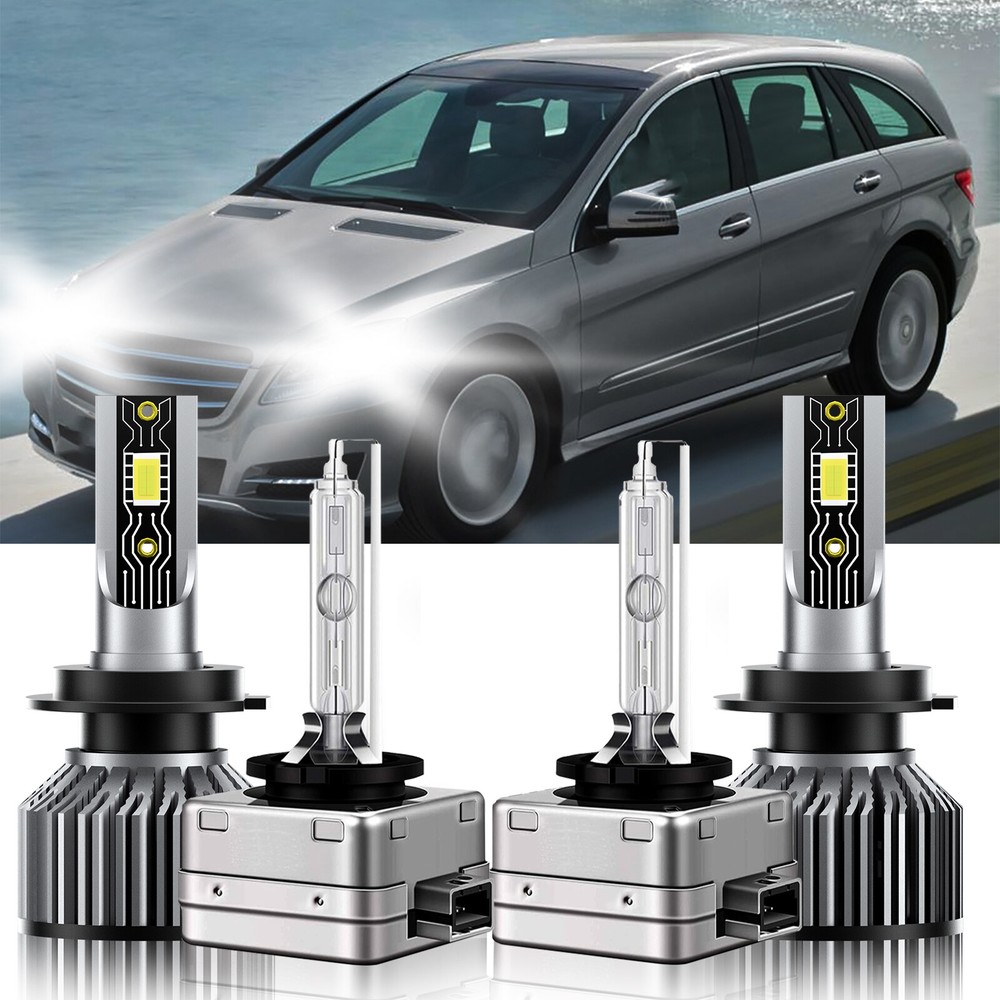 For Mercedes-Benz R350 2011-2013 LED HID Headlight Hi Low 4x Bulb 6500K H7+D1S