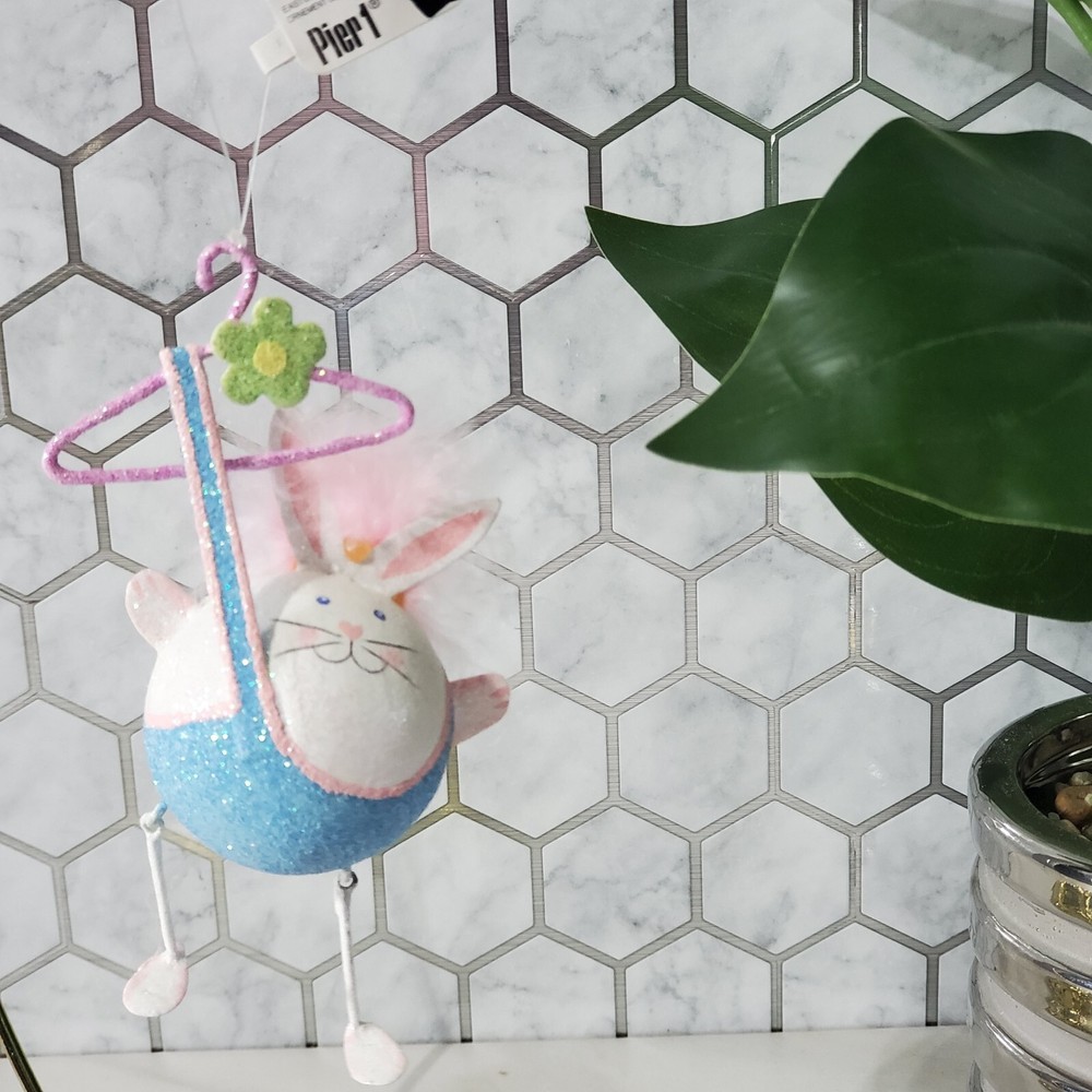 Pier 1 Easter Hanging Glitter Bunny Ornament
