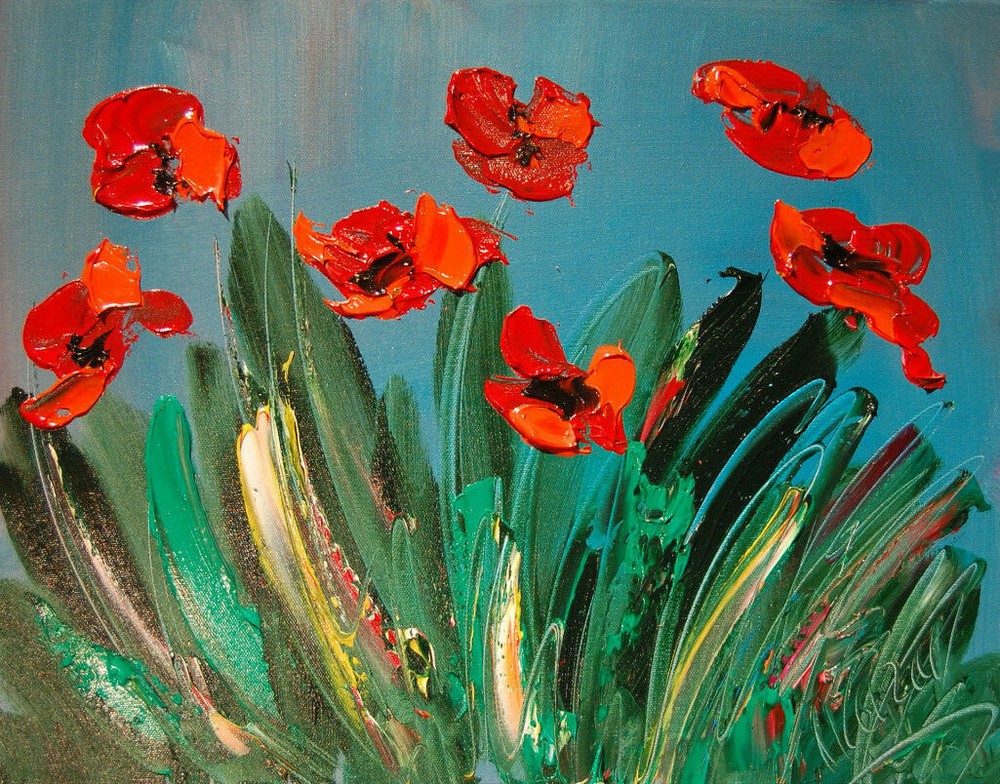 Flowers   Original Signed Painting POP ART IMPRESSIONIST ABSTRACT NFdGNFE