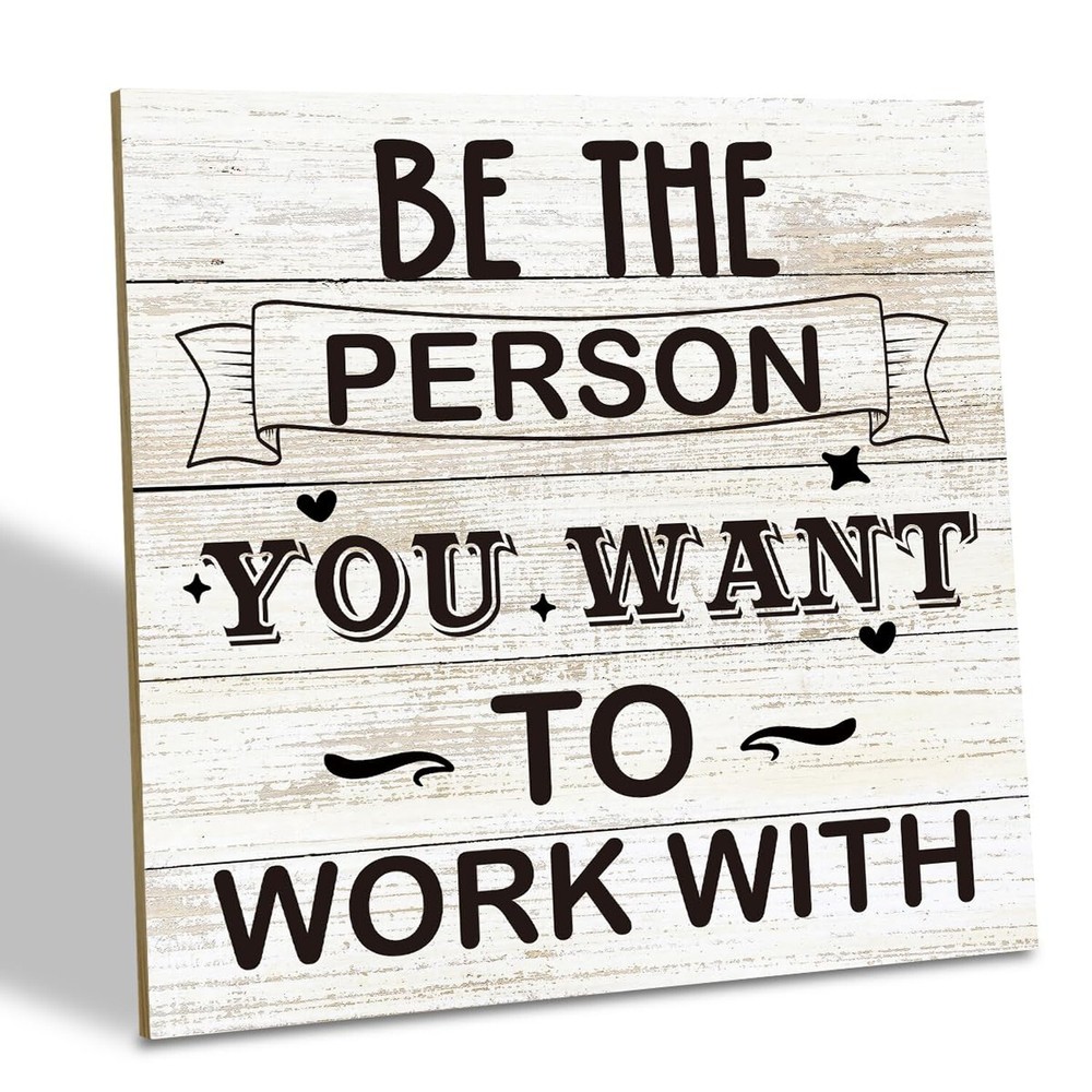 Office Decor, Wood Plaque Table Art Sign 6.2 * 6.2inch, Plaque with Inspirati...