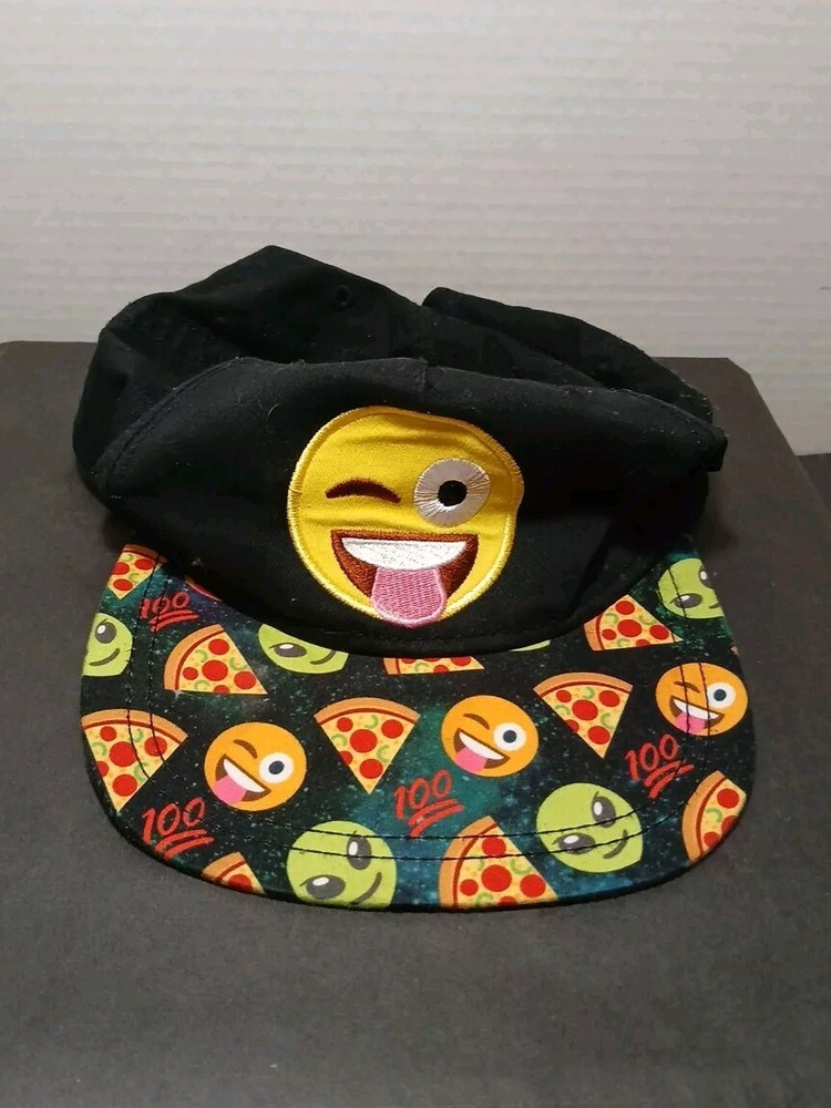 Tongue Out Winking Emoji Snapback Hat Flat Bill Rare #115665