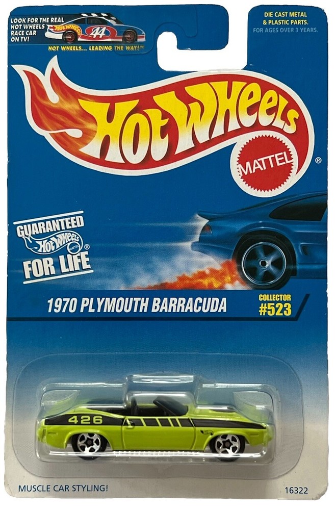 HOT WHEELS 1970 PLYMOUTH BARRACUDA BLUE CARD #523 VINTAGE 1996