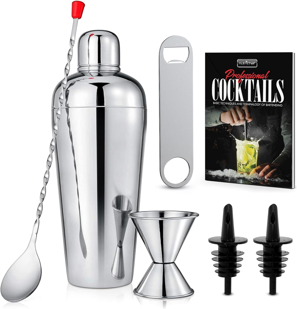 Bartender Set 7 Piece - Includes Cocktail Shaker Mixer, Essential Bar Accessorie