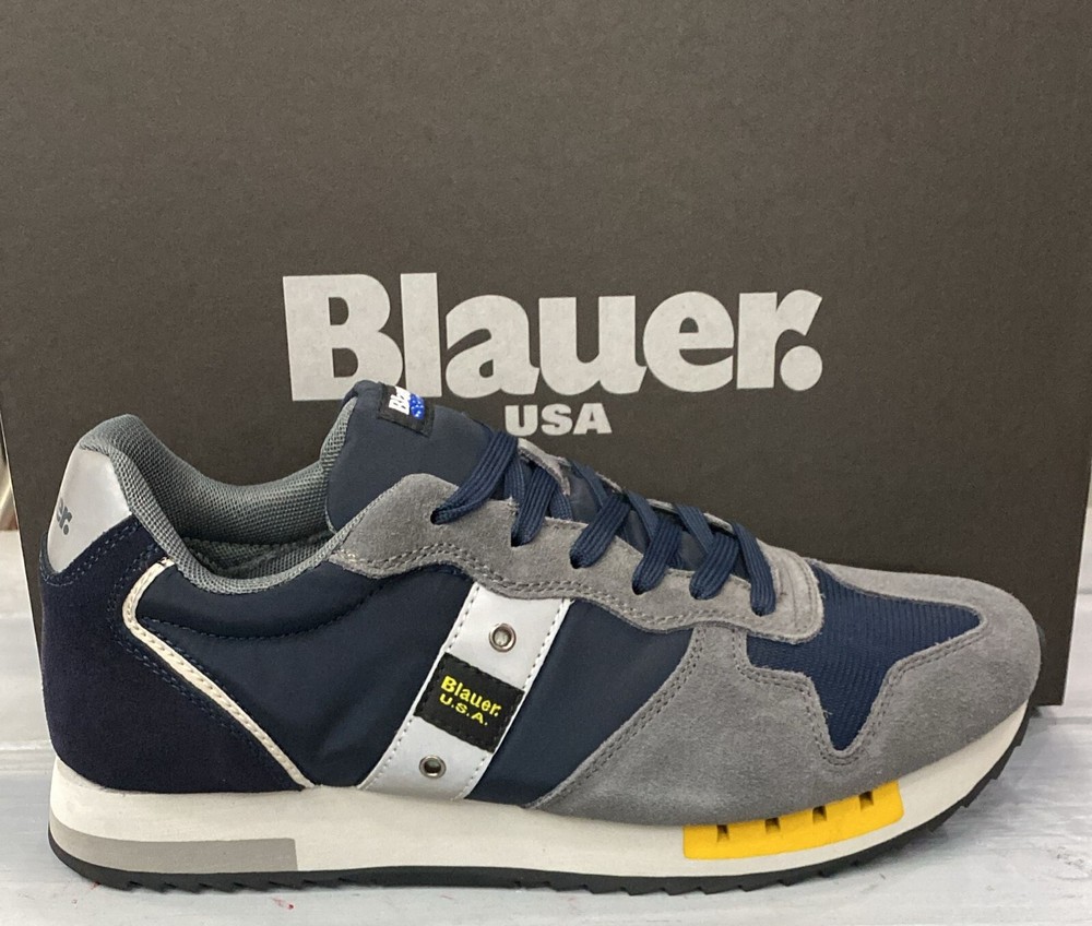 BLAUER Men's Shoe Navy/Grey Suede Size EU 44 LR7