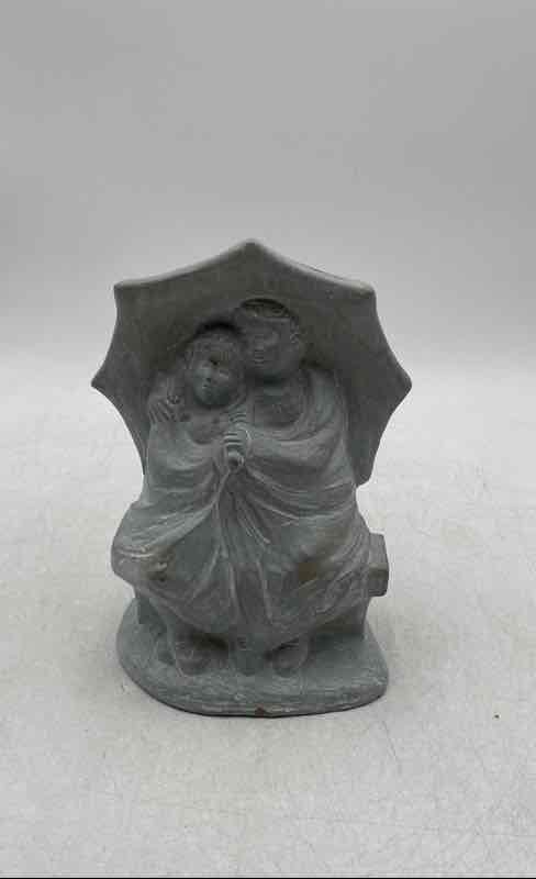 Isabel Bloom Blue Couple Under Umbrella Handcrafted Sculpture