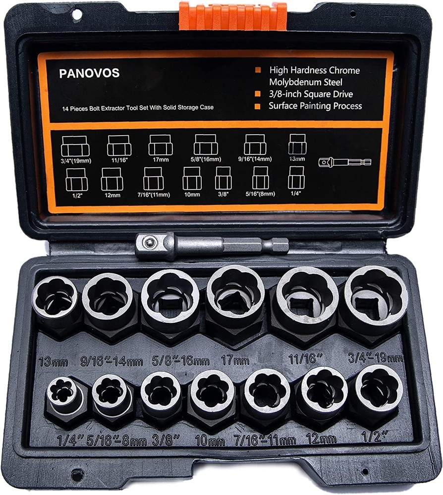 14-Piece Impact Bolt & Nut Remover Set with Extractor Sockets