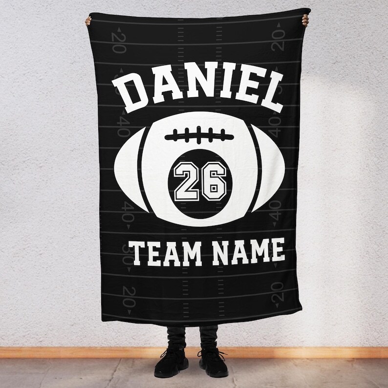 Custom Football Stadium Blanket Personalized Printed Name and Number Beeding