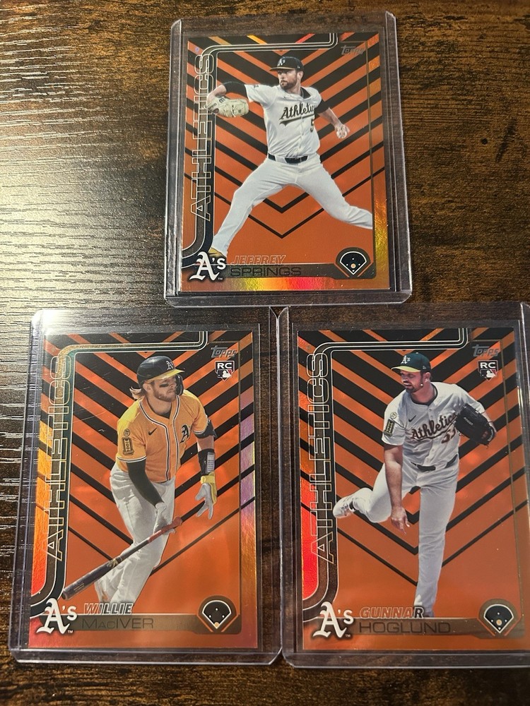 2025 Topps Update Black/Gold A’s 3 Cards MacIver, Hoglund & Springs