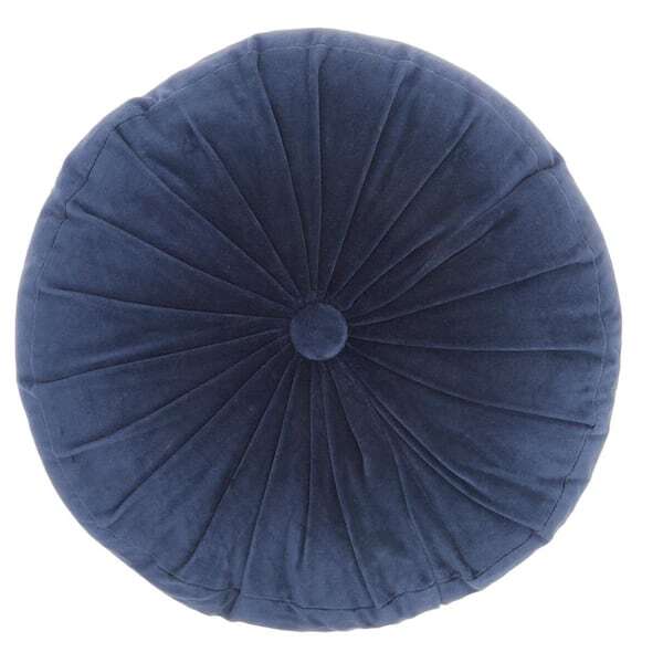 16x16 Navy Velvet Cotton Round Throw Pillow Soft Cushion Decor