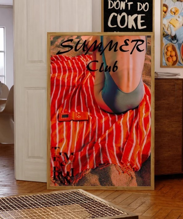 70s Vogue Magazine Poster Trendy Red Retro Wall Art Decor