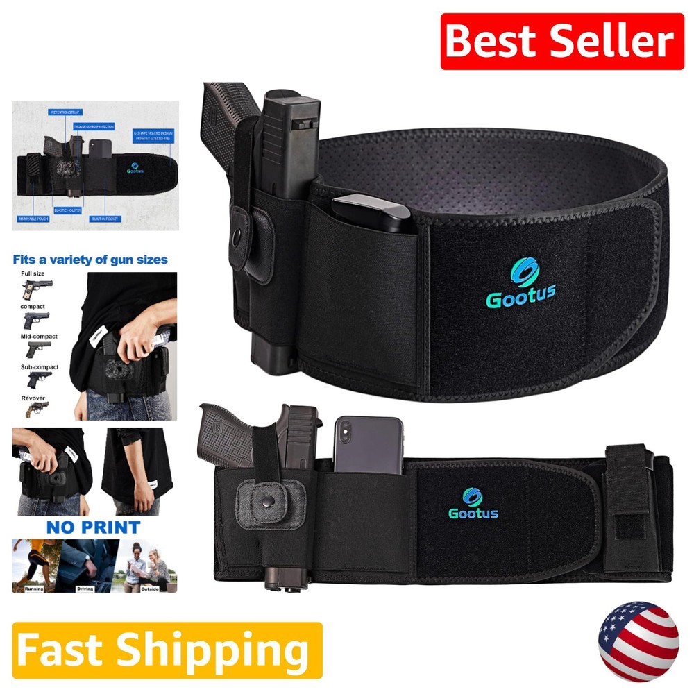 Comfortable Concealed Carry Belly Band Holster Fits Glock Ruger Taurus More
